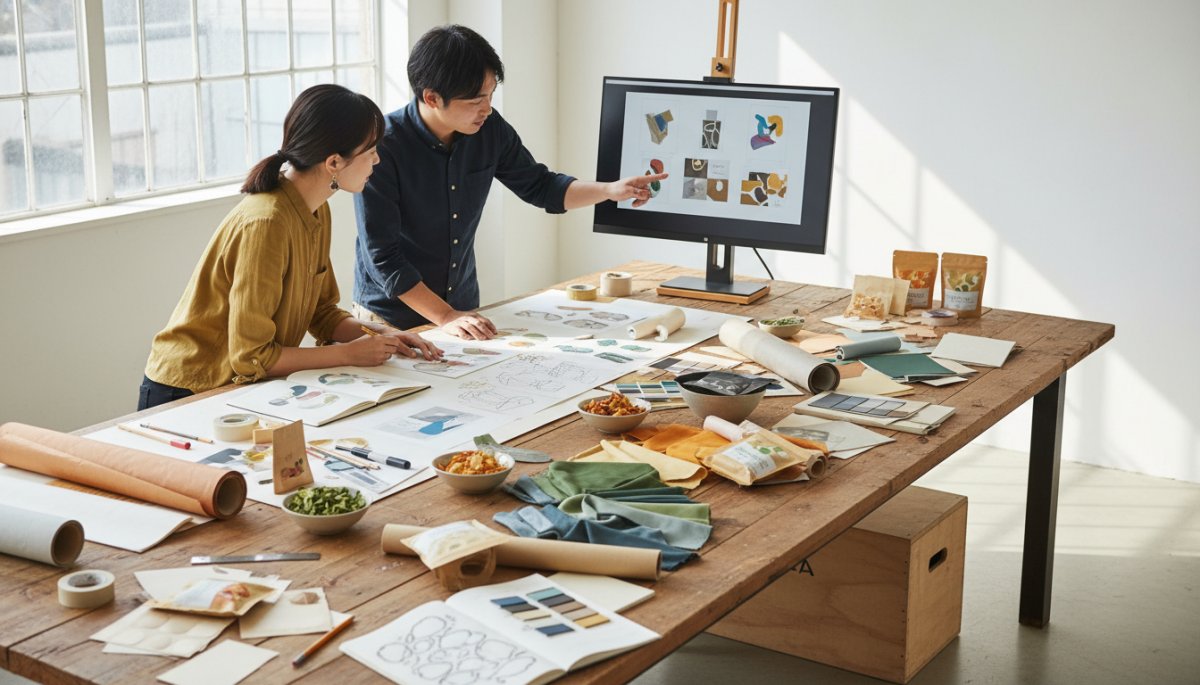 スナック菓子のパッケージデザイン開発作業