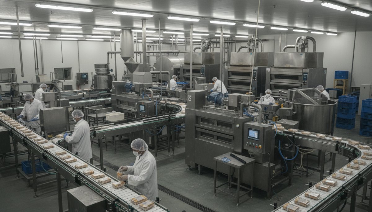 食品製造工場の製造ライン視察