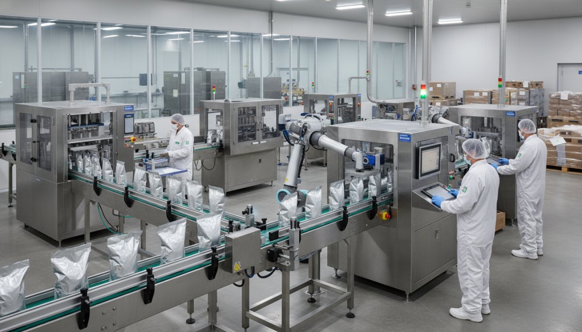 レトルトパウチ充填ラインと品質検査工程